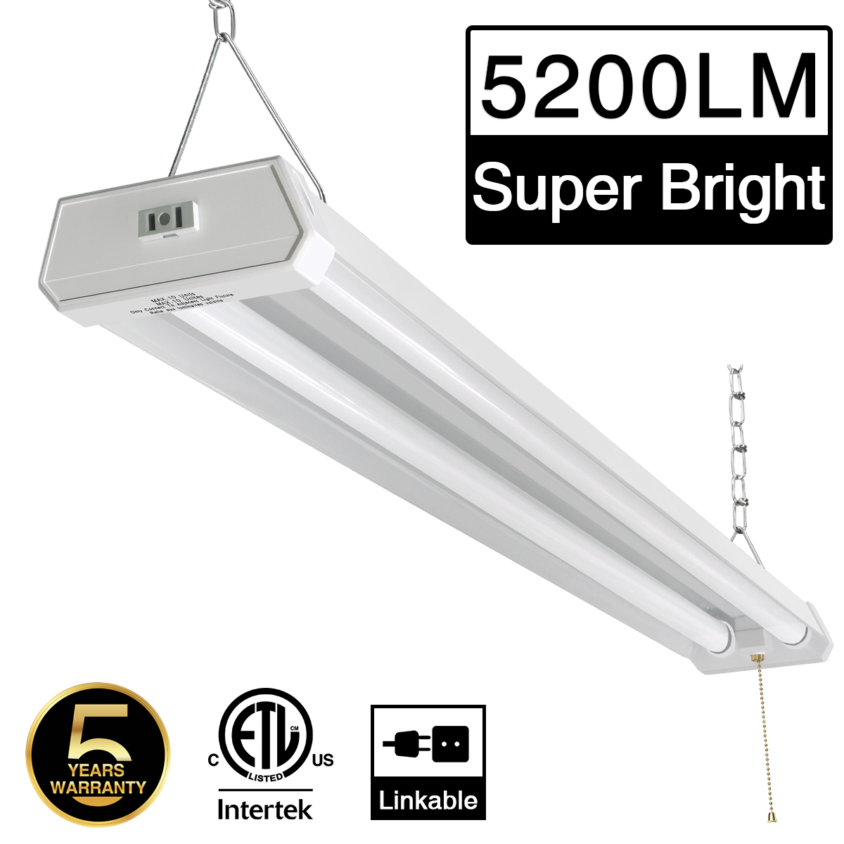 42W 5200lm 4FT 6000-6500K Daylight ZJOJO Linkable LED Shop Light for Garage